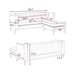 82.7 in. Square Arm 2-Piece L Shaped Velvet Modern Sectional Sofa in Green by Z-joyee -Cheap Z-joyee Store green z joyee sectional sofas p q202200106 1f 1000