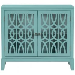 Green Wood Accent Buffet Sideboard Storage Cabinet with Doors and Adjustable Shelf by Z-joyee