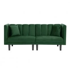 73.2 in. Green Velvet Twin Size Sofa Bed Futon Sofa Sleeper by Z-joyee