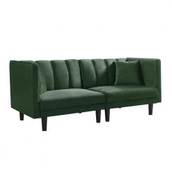 73.2 in. Green Velvet Twin Size Sofa Bed Futon Sofa Sleeper by Z-joyee -Cheap Z-joyee Store green z joyee sofa beds ljp w223s01331 4f 1000