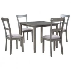 3-Piece Round Natural MDF Top Dining Room Set Seats 6 by Z-joyee