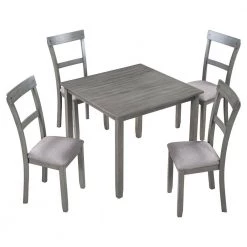 3-Piece Round Natural MDF Top Dining Room Set Seats 6 by Z-joyee -Cheap Z-joyee Store grey z joyee dining room sets ly st000036aae 76 1000