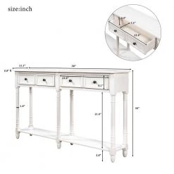 58 in. Ivory White Standard Rectangle Wood Console Table with 2-Storage Drawers and Bottom Shelf by Z-joyee -Cheap Z-joyee Store ivory white z joyee console tables f fb857220245 c3 1000