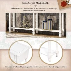 58 in. Ivory White Standard Rectangle Wood Console Table with 2-Storage Drawers and Bottom Shelf by Z-joyee -Cheap Z-joyee Store ivory white z joyee console tables f fb857220245 fa 1000