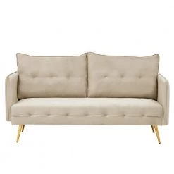 67.9 in. Light Beige Velvet 2-Seats Loveseats with Metal Feet by Z-joyee