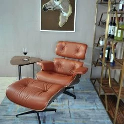 Light Brown Faux Leather Swivel Lounge Chair and Ottoman by Z-joyee -Cheap Z-joyee Store light brown z joyee chaise lounges p s202200201 31 1000
