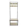 Light Brown Finish Hall Tree Storage with 5 Hooks by Z-joyee