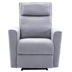 Light Gray Polyester Recliner Chair with Padded Seat Microfiber Manual Reclining Sofa by Z-joyee