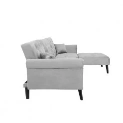 115 in. Light Gray Velvet Twin Size Convertible Sofa Bed Sleeper by Z-joyee -Cheap Z-joyee Store light gray z joyee sofa beds p q202200349 40 1000