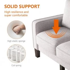 75 in. Square Arm Fabric Modern Straight Sofa in Light Gray for Living Room by Z-joyee -Cheap Z-joyee Store light gray z joyee sofas couches p q202200272 fa 1000