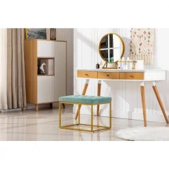 Mint Green Velvet Tufted Ottoman for Living Room by Z-joyee -Cheap Z-joyee Store mint green z joyee accent chairs p a202200074 31 1000