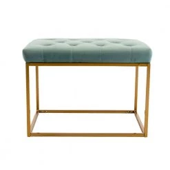 Mint Green Velvet Tufted Ottoman for Living Room by Z-joyee -Cheap Z-joyee Store mint green z joyee accent chairs p a202200074 4f 1000