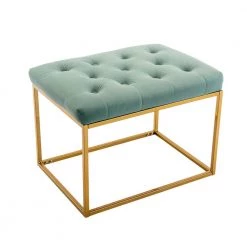 Mint Green Velvet Tufted Ottoman for Living Room by Z-joyee