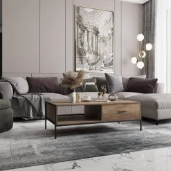 48.43 in. Natural Rectangle Particle Board Coffee Table by Z-joyee -Cheap Z-joyee Store natural z joyee coffee tables p dj20220006 31 1000