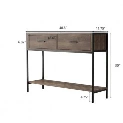 39.37 in. Natural Rectangle Particle Board Console Table with 2-Top Drawers and Open Shelf by Z-joyee -Cheap Z-joyee Store natural z joyee console tables p dj20220007 44 1000