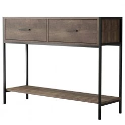 39.37 in. Natural Rectangle Particle Board Console Table with 2-Top Drawers and Open Shelf by Z-joyee -Cheap Z-joyee Store natural z joyee console tables p dj20220007 c3 1000