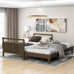 Wood Natural Twin Size Platform Bed with Trundle by Z-joyee -Cheap Z-joyee Store natural z joyee platform beds f fb857217221 31 1000