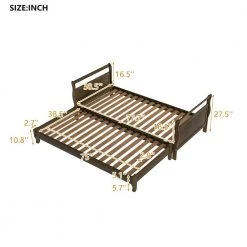 Wood Natural Twin Size Platform Bed with Trundle by Z-joyee -Cheap Z-joyee Store natural z joyee platform beds f fb857217221 4f 1000