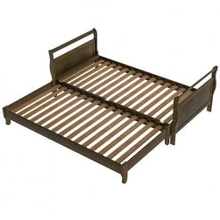 Wood Natural Twin Size Platform Bed with Trundle by Z-joyee