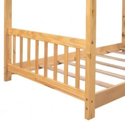 Wood Natural Twin Size House Platform Bed with Headboard by Z-joyee -Cheap Z-joyee Store natural z joyee platform beds f fb857219621 44 1000