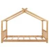 Wood Natural Twin Size House Platform Bed with Headboard by Z-joyee