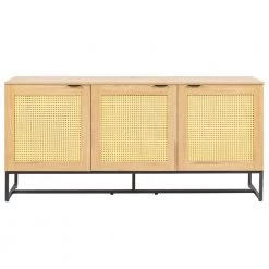 Natural Color Wicker Sideboard Storage Cabinet Wooden MDF Console Table by Z-joyee