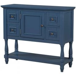 Modern Navy Blue Wood Storage Accent Cabinet with 4 Drawers, 1 Cabinet and 1 Shelf by Z-joyee -Cheap Z-joyee Store navy blue z joyee accent cabinets lyac87aav 44 1000