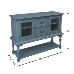 52 in. Navy Blue Standard Rectangle Wood Console Table with 2-Storage Drawers and Bottom Shelf by Z-joyee -Cheap Z-joyee Store navy blue z joyee console tables f fb857220283 40 1000