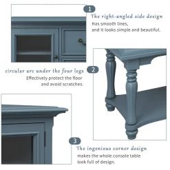 52 in. Navy Blue Standard Rectangle Wood Console Table with 2-Storage Drawers and Bottom Shelf by Z-joyee -Cheap Z-joyee Store navy blue z joyee console tables f fb857220283 44 1000