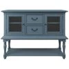 52 in. Navy Blue Standard Rectangle Wood Console Table with 2-Storage Drawers and Bottom Shelf by Z-joyee