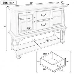 52 in. Navy Blue Standard Rectangle Wood Console Table with 2-Storage Drawers and Bottom Shelf by Z-joyee -Cheap Z-joyee Store navy blue z joyee console tables f fb857220283 76 1000