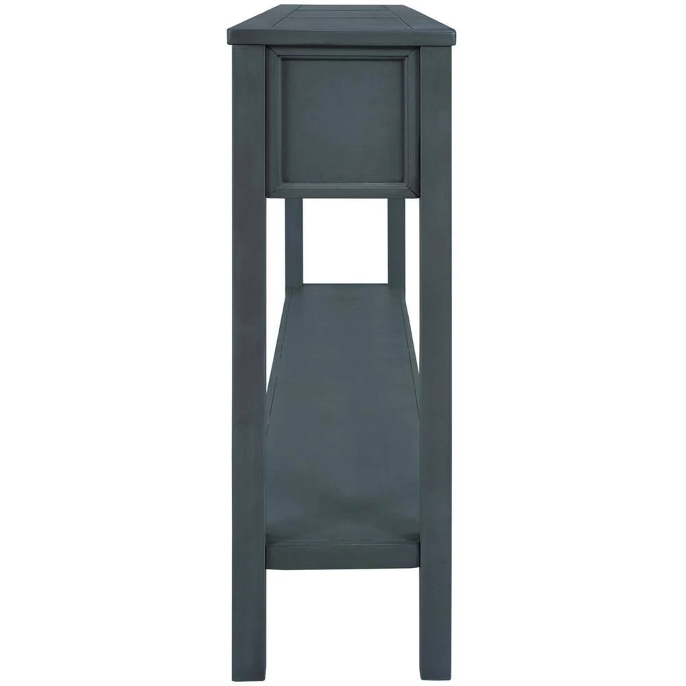 Navy Wood Storage Chest with 2 Different Size Drawers and Bottom Shelf for Storage by Z-joyee 2 Navy Wood Storage Chest with 2 Different Size Drawers and Bottom Shelf for Storage by Z-joyee - Image 2