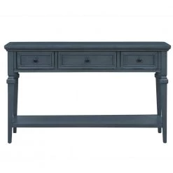 Classic Retro Style Navy Wood Chest with 3 Top Drawers by Z-joyee
