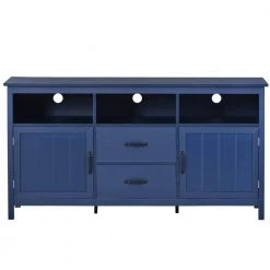 Wood Storage Cabinet with 2 Drawers, 2 Cabinets and 1 Shelf, Navy by Z-joyee