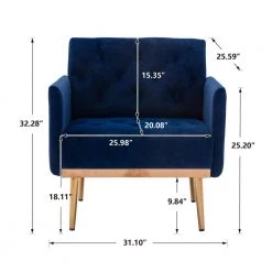 Navy Blue Velvet Accent Chair Leisure Single Sofa with Rose Golden Feet by Z-joyee -Cheap Z-joyee Store navy z joyee accent chairs p q202200018 44 1000