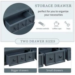 60 in. Navy Standard Rectangle Wood Console Table with 4-Storage Drawers and Bottom Shelf by Z-joyee -Cheap Z-joyee Store navy z joyee console tables f fb857220559 1f 1000