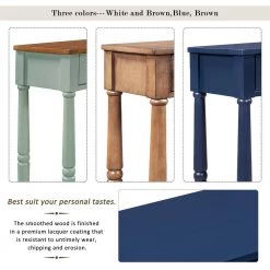 58.07 in. Navy Standard Rectangle Wood Console Table with Storage Shelf and Drawer by Z-joyee -Cheap Z-joyee Store navy z joyee console tables f fb857221464 4f 1000