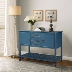 Mordern 45.20 in. Navy Standard Rectangle Wood Console Table with 3 Drawers by Z-joyee -Cheap Z-joyee Store navy z joyee console tables ly w113753751 c3 1000