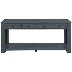 Rustic 63 in. Navy Standard Rectangle Wood Console Table with 4 Drawers by Z-joyee