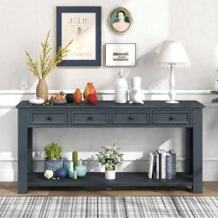 Rustic 63 in. Navy Standard Rectangle Wood Console Table with 4 Drawers by Z-joyee 15 Rustic 63 in. Navy Standard Rectangle Wood Console Table with 4 Drawers by Z-joyee -Cheap Z-joyee Store navy z joyee console tables ly wf287219aam c3 1000