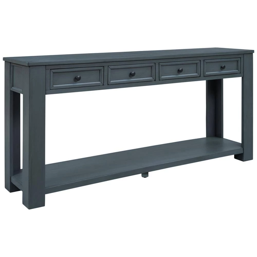 Rustic 63 in. Navy Standard Rectangle Wood Console Table with 4 Drawers by Z-joyee 9 Rustic 63 in. Navy Standard Rectangle Wood Console Table with 4 Drawers by Z-joyee - Image 9