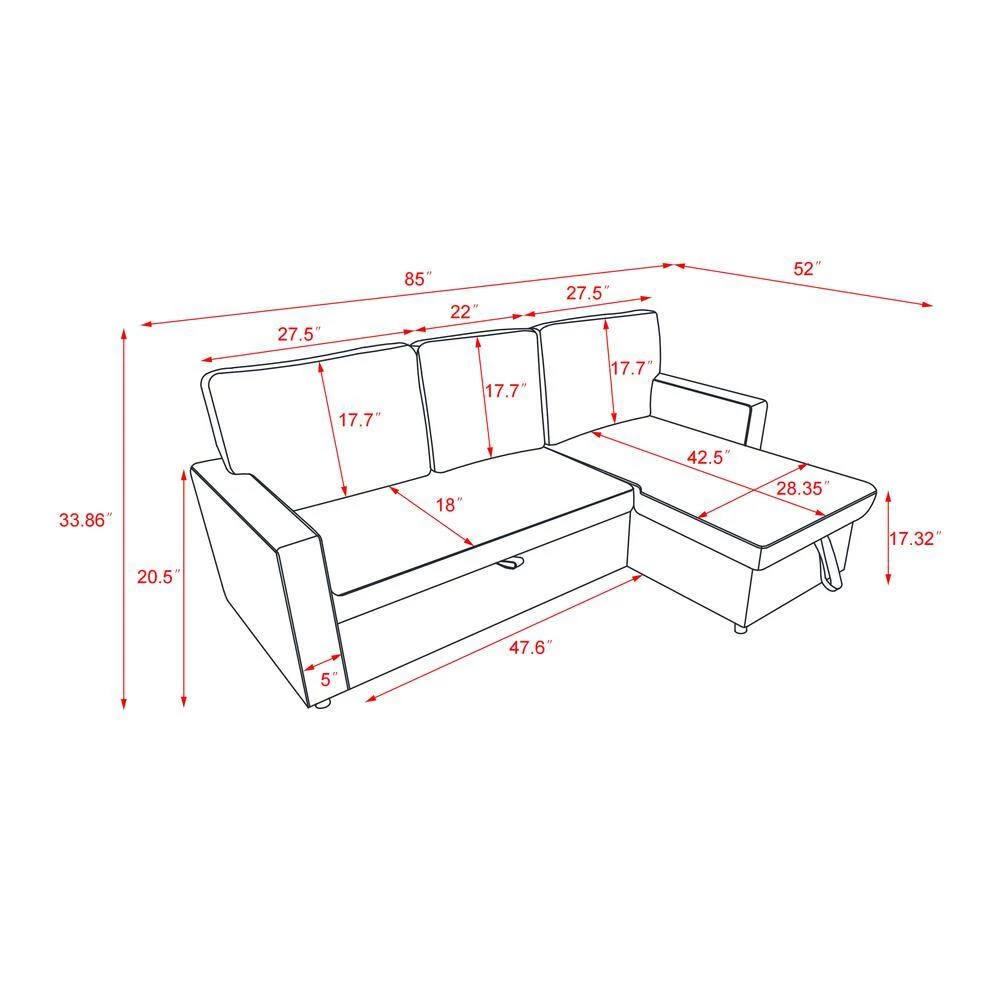 Living Room 85 in. W Navy Blue Square Arm 3-Seat Polyester L -Shaped Modern Sectional Sofa by Z-joyee 6 Living Room 85 in. W Navy Blue Square Arm 3-Seat Polyester L -Shaped Modern Sectional Sofa by Z-joyee - Image 6