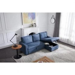 Living Room 85 in. W Navy Blue Square Arm 3-Seat Polyester L -Shaped Modern Sectional Sofa by Z-joyee 10 Living Room 85 in. W Navy Blue Square Arm 3-Seat Polyester L -Shaped Modern Sectional Sofa by Z-joyee -Cheap Z-joyee Store navy z joyee sectional sofas ljp w487s00010 4f 1000