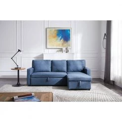 Living Room 85 in. W Navy Blue Square Arm 3-Seat Polyester L -Shaped Modern Sectional Sofa by Z-joyee 9 Living Room 85 in. W Navy Blue Square Arm 3-Seat Polyester L -Shaped Modern Sectional Sofa by Z-joyee -Cheap Z-joyee Store navy z joyee sectional sofas ljp w487s00010 c3 1000
