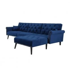 115 in. Navy Blue Velvet Twin Size Convertible Sofa Bed Sleeper by Z-joyee -Cheap Z-joyee Store navy z joyee sofa beds p q202200350 4f 1000