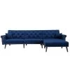 115 in. Navy Blue Velvet Twin Size Convertible Sofa Bed Sleeper by Z-joyee