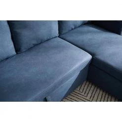 82.1 in. Navy Polyester Twin Size Reversible Sectional Sofa Functional Sofa Bed by Z-joyee -Cheap Z-joyee Store navy z joyee sofa beds p q202200355 1f 1000