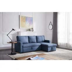82.1 in. Navy Polyester Twin Size Reversible Sectional Sofa Functional Sofa Bed by Z-joyee -Cheap Z-joyee Store navy z joyee sofa beds p q202200355 31 1000