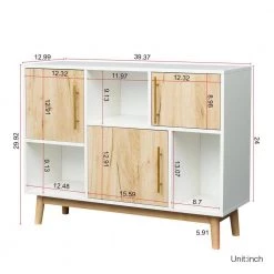 Oak Wood Storage Cabinet with 3 Cabinets and 3 Shelf by Z-joyee -Cheap Z-joyee Store oak z joyee accent cabinets lyac7246 4f 1000