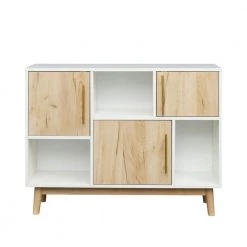 Oak Wood Storage Cabinet with 3 Cabinets and 3 Shelf by Z-joyee